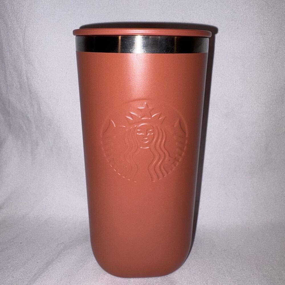 Starbucks 2024 Terracotta Brown/Orange Recycled Stainless Triangle Tumbler EUC